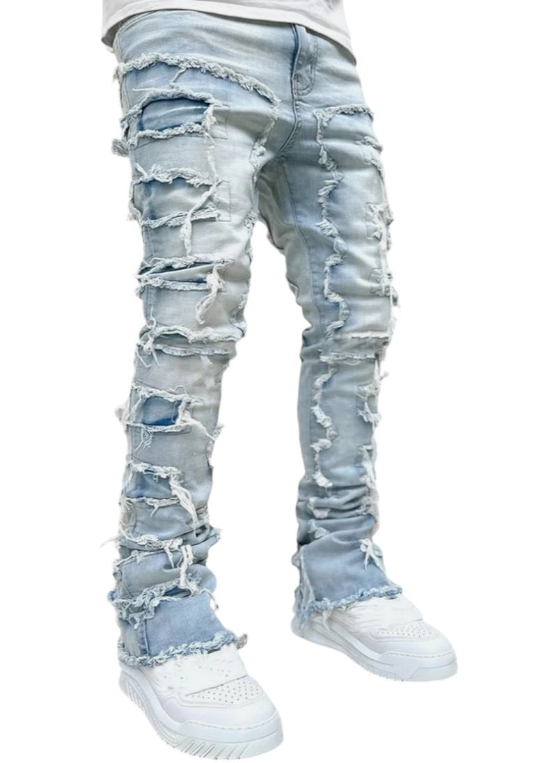 Light blue Men Stacked Jeans Ripped
