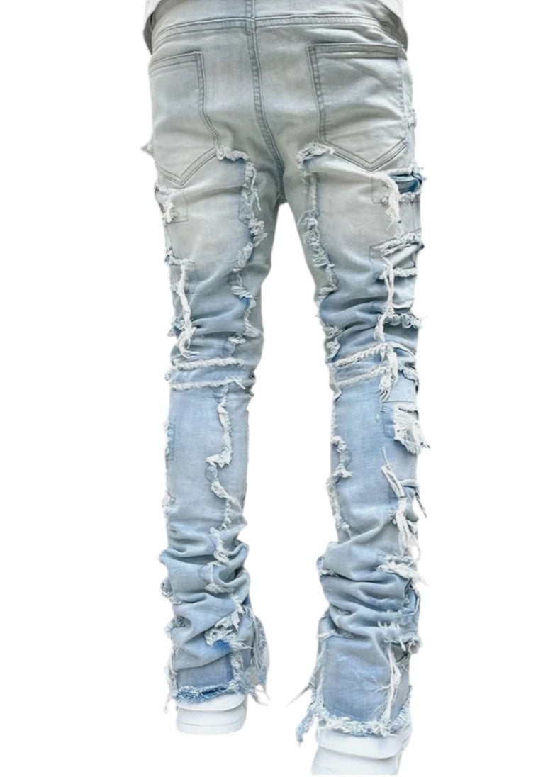 Light blue Men Stacked Jeans Ripped